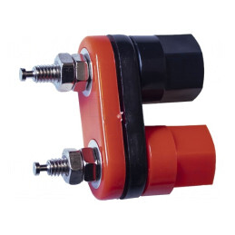 Conector banană stacabil 4mm 15A 3kV negru/roșu 33mm alamă | Electronic-mag.ro | Componente Electronice