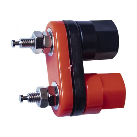 Conector banană stacabil 4mm 15A 3kV negru/roșu 33mm alamă | Electronic-mag.ro | Componente Electronice