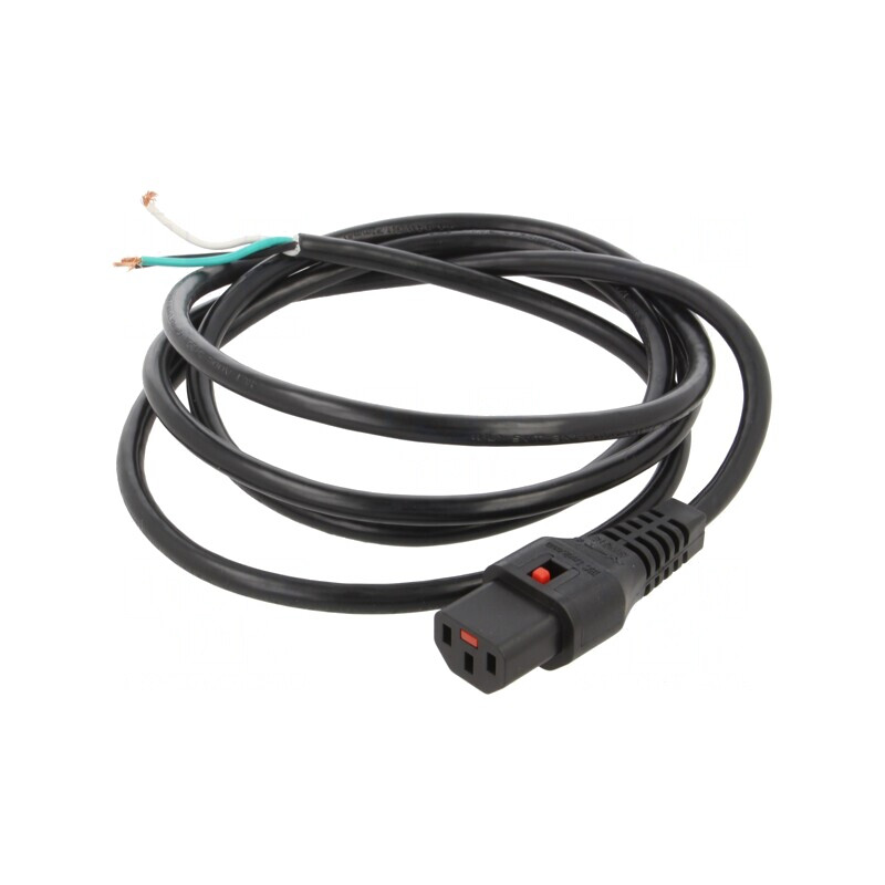 Cablu IEC C13 Mamă 2m cu Blocare Negru 13A | Electronic-mag.ro | Componente Electronice