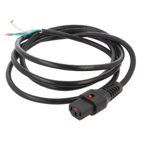 Cablu IEC C13 Mamă 2m cu Blocare Negru 13A | Electronic-mag.ro | Componente Electronice