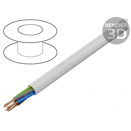 Cablu | YDY | rotund | sârmă | Cu | 5G10mm2 | PVC | alb | 450V,750V | 100m | EK-YDY-5X10