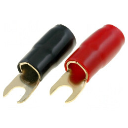 Terminal Furcă Izolat M8 35mm2 Aurit Negru Roșu | Electronic-mag.ro | Componente Electronice