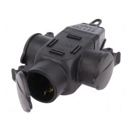 Conector Alimentare AC 2P PE 250VAC 16A Negru IP44 | Electronic-mag.ro | Componente Electronice