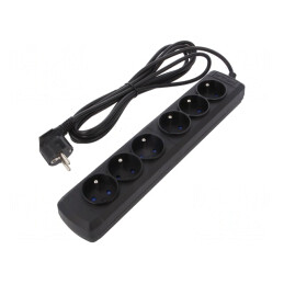 Prelungitor cu 6 prize negru 250V 10A | Electronic-mag.ro | Componente Electronice