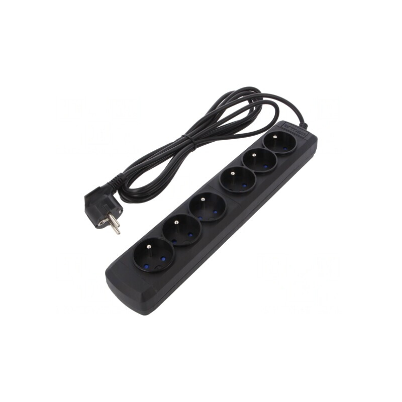 Prelungitor cu 6 prize negru 250V 10A | Electronic-mag.ro | Componente Electronice