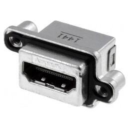 Conector HDMI 19 PIN Aurit în unghi 90° THT IP67 | Electronic-mag.ro | Componente Electronice