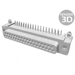 Soclu Mamă D-Sub 37 PIN 90° THT UNC 4-40 AMPLIMITE | Electronic-mag.ro | Componente Electronice