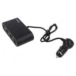 Splitter Auto cu 3 Socluri Brichetă și 2 Porturi USB | Electronic-mag.ro | Componente Electronice
