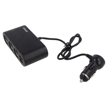 Splitter Auto cu 3 Socluri Brichetă și 2 Porturi USB | Electronic-mag.ro | Componente Electronice