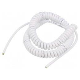 Cablu spiralat neecranat PUR alb 0,5m 2m