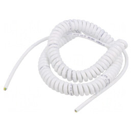 Cablu spiralat neecranat PUR alb 0,5m 2m | Electronic-mag.ro | Componente Electronice