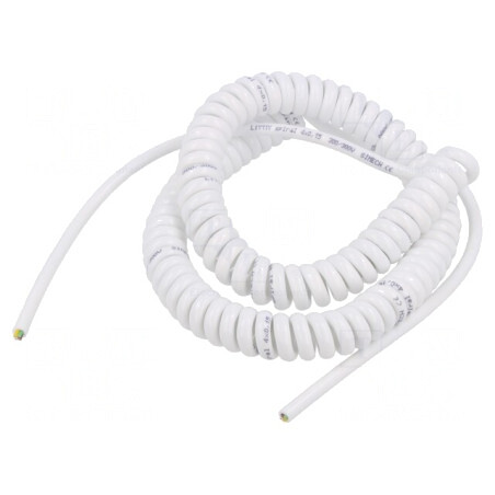 Cablu spiralat neecranat PUR alb 0,5m 2m | Electronic-mag.ro | Componente Electronice