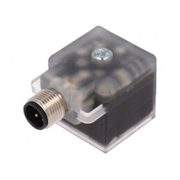 Adaptor DIN 43650 cu mufă M12 în unghi 90° format A, 3 pini | Electronic-mag.ro | Componente Electronice