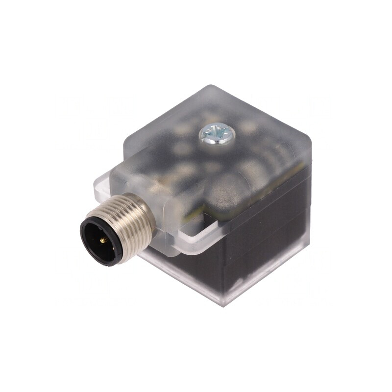 Adaptor DIN 43650 cu mufă M12 în unghi 90° format A, 3 pini | Electronic-mag.ro | Componente Electronice