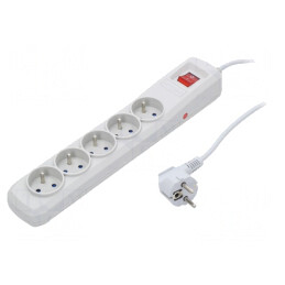 Prelungitor cu 5 Prize și Protecție la Supratensiune 10A | Electronic-mag.ro | Componente Electronice