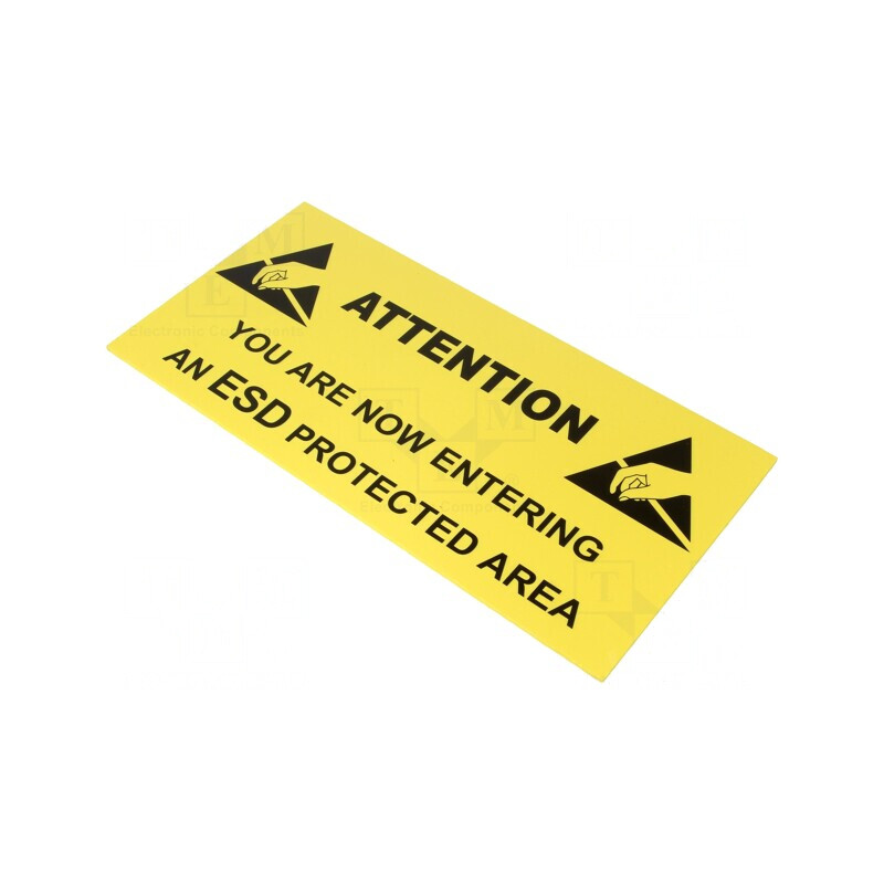 Panou informare ESD galben 300x150mm | Electronic-mag.ro | Componente Electronice