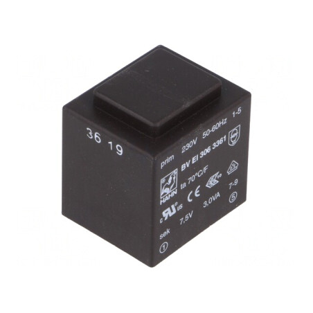 Transformator Încapsulat PCB 3VA 230V 7.5V 400mA | Electronic-mag.ro | Componente Electronice
