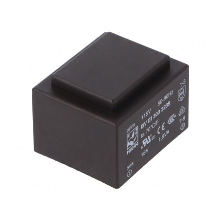 Transformator încapsulat 1,9VA 115VAC 18V 105mA PCB | Electronic-mag.ro | Componente Electronice