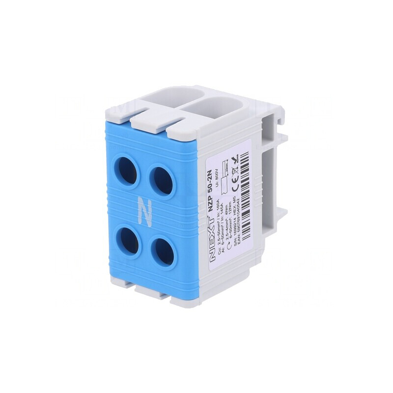 Conector Șine 50mm2 4 Borne Gri 31.1mm | Electronic-mag.ro | Componente Electronice