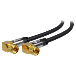 Cablu Coaxial 75Ω 3m Mufă Unghi F PVC Negru