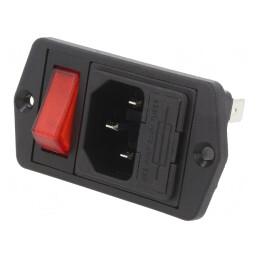 Conector Alimentare AC Soclu Tată 10A 250VAC IEC 60320 | Electronic-mag.ro | Componente Electronice