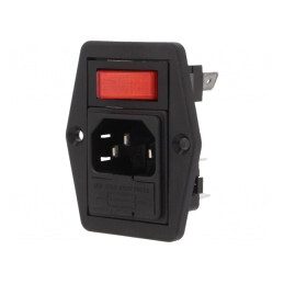 Conector alimentare AC soclu tată 10A 250VAC IEC 60320 | Electronic-mag.ro | Componente Electronice