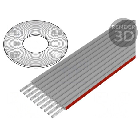 Cablu Bandă 1mm Litat Cu 10x28AWG PVC Gri | Electronic-mag.ro | Componente Electronice