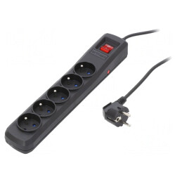 Prelungitor cu protecție la supratensiune, 5 prize, 10A | Electronic-mag.ro | Componente Electronice