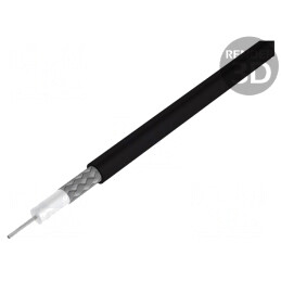 Cablu: coaxial; RG223; sârmă; Cu; PVC; negru; 100m; Øcablu: 5,4mm