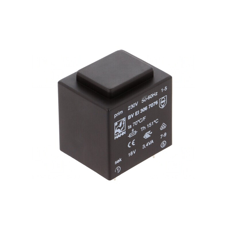 Transformator încapsulat 3,4VA 230V 18V 189mA PCB | Electronic-mag.ro | Componente Electronice