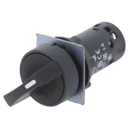 Comutator rotativ 22mm 2 NC NO negru | Electronic-mag.ro | Componente Electronice