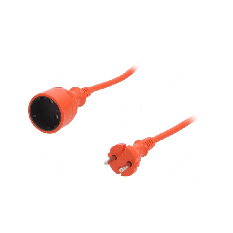 Prelungitor Alimentare PVC Portocaliu 15m 10A 2x1mm2 1 Priză | Electronic-mag.ro | Componente Electronice