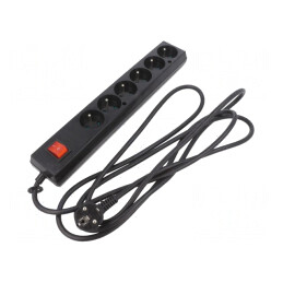 Prelungitor 6 Prize PVC Negru 3m 16A | Electronic-mag.ro | Componente Electronice
