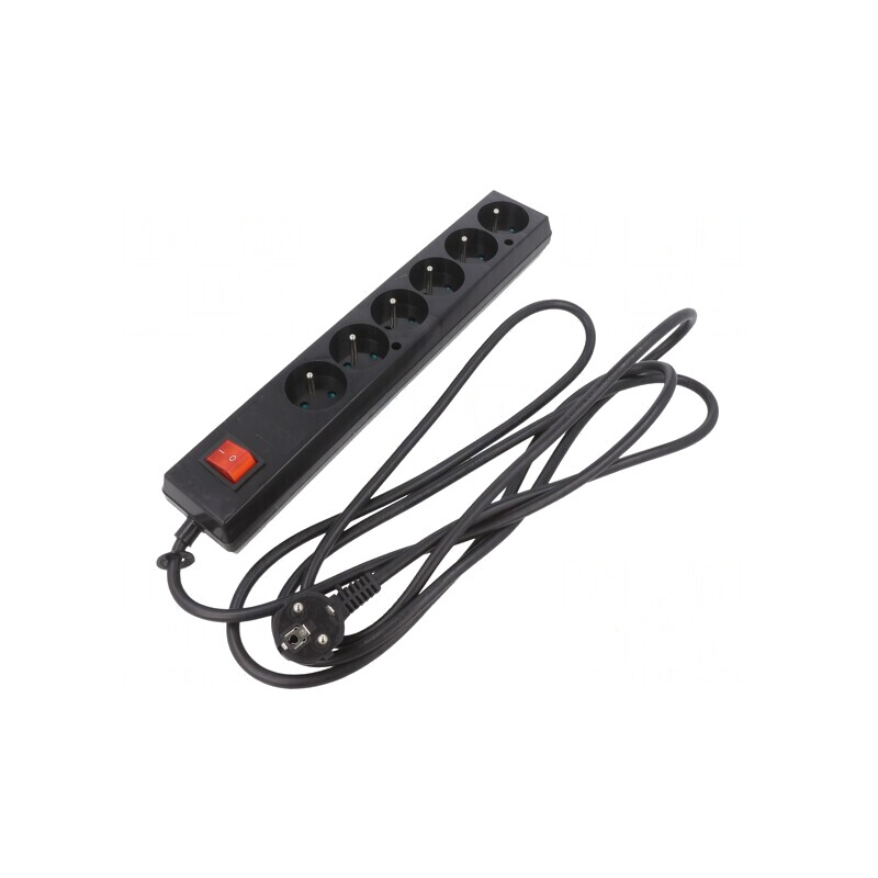 Prelungitor 6 Prize PVC Negru 3m 16A | Electronic-mag.ro | Componente Electronice