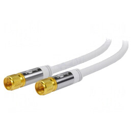 Cablu Coaxial 75Ω 2m PVC Alb cu Mufe F | Electronic-mag.ro | Componente Electronice