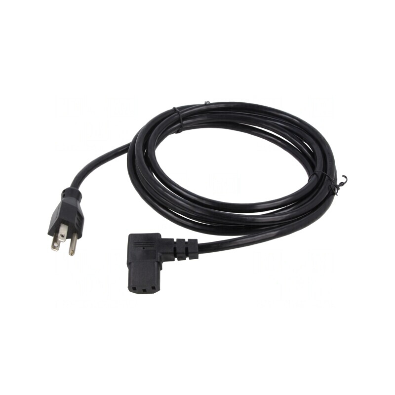 Cablu Alimentare 3x18AWG IEC C13 90° NEMA 5-15 PVC 3m | Electronic-mag.ro | Componente Electronice