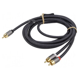 Cablu RCA x2 3m Placat cu Aur Negru/Gri | Electronic-mag.ro | Componente Electronice