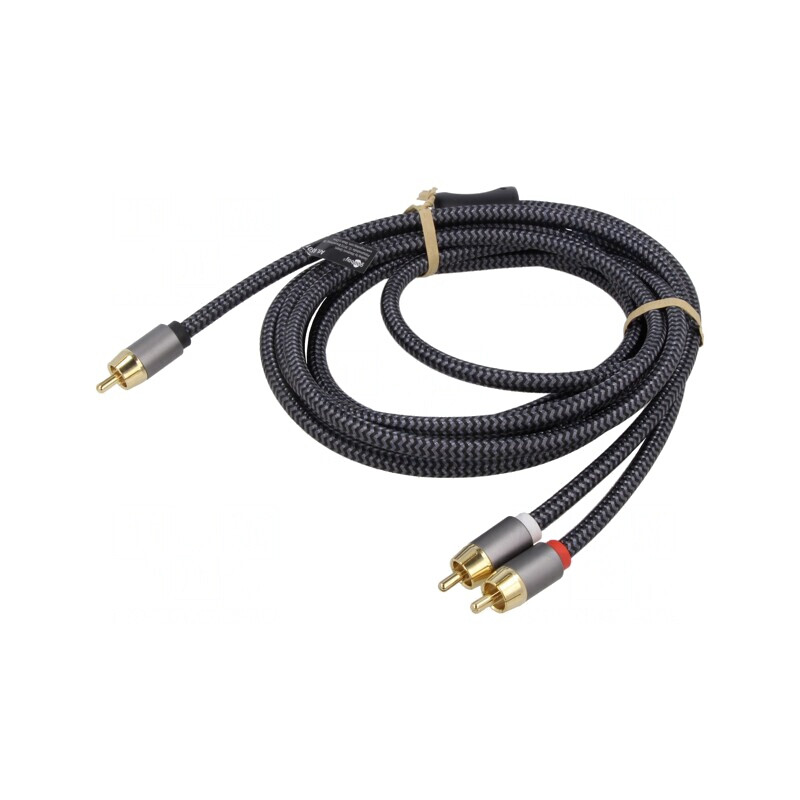 Cablu RCA x2 3m Placat cu Aur Negru/Gri | Electronic-mag.ro | Componente Electronice
