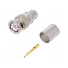 Mufă BNC Tată 50Ω RG213 Crimp PTFE Aurit | Electronic-mag.ro | Componente Electronice
