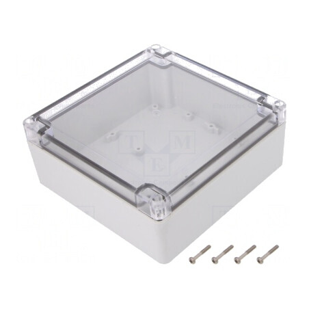Carcasă universală 150x150x60mm cu bucșă din alamă ABS-PC | Electronic-mag.ro | Componente Electronice