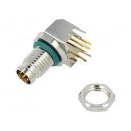 Conector M8 Tată 6 PIN 90° PCB 1,5A | Electronic-mag.ro | Componente Electronice