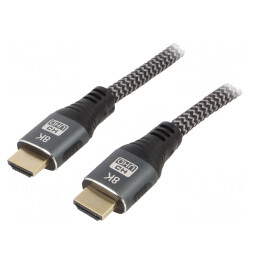 Cablu HDMI 2.1 Textil 3m Negru | Electronic-mag.ro | Componente Electronice