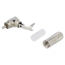 Mufă RCA 90° Argintată 7,36mm | Electronic-mag.ro | Componente Electronice