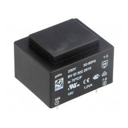 Transformator încapsulat 1VA 230V 18V PCB | Electronic-mag.ro | Componente Electronice