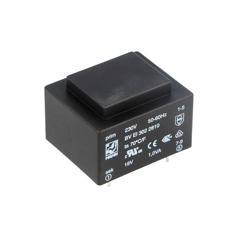Transformator încapsulat 1VA 230V 18V PCB | Electronic-mag.ro | Componente Electronice