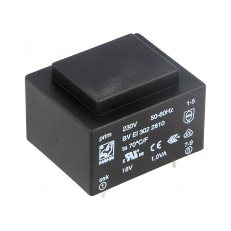 Transformator încapsulat 1VA 230V 18V PCB | Electronic-mag.ro | Componente Electronice