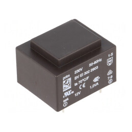Transformator încapsulat 1VA 230VAC 12V 83mA PCB | Electronic-mag.ro | Componente Electronice