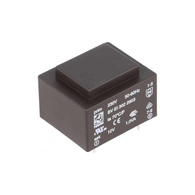 Transformator încapsulat 1VA 230VAC 12V 83mA PCB | Electronic-mag.ro | Componente Electronice