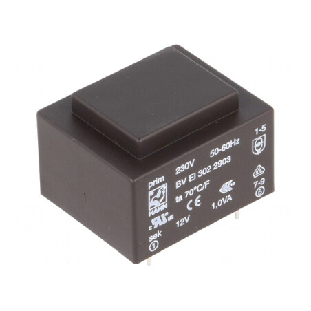 Transformator încapsulat 1VA 230VAC 12V 83mA PCB | Electronic-mag.ro | Componente Electronice
