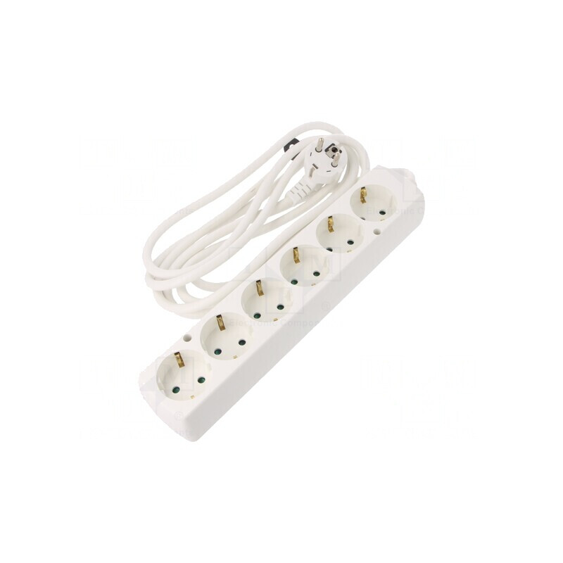 Prelungitor Schuko 6 Prize Alb 3m 16A | Electronic-mag.ro | Componente Electronice